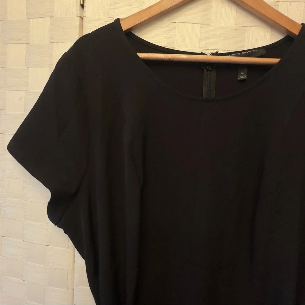 Lane Bryant Black High-Low Midi Dress Plus Size 20 Short Sleeve Tie Waist 584877
